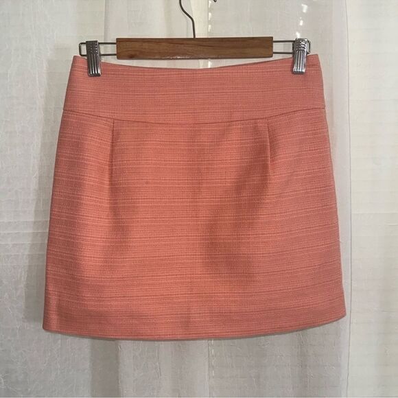 J.Crew 0 Coral Pink Peach Textured Cotton Mini Skirt - Picture 1 of 10